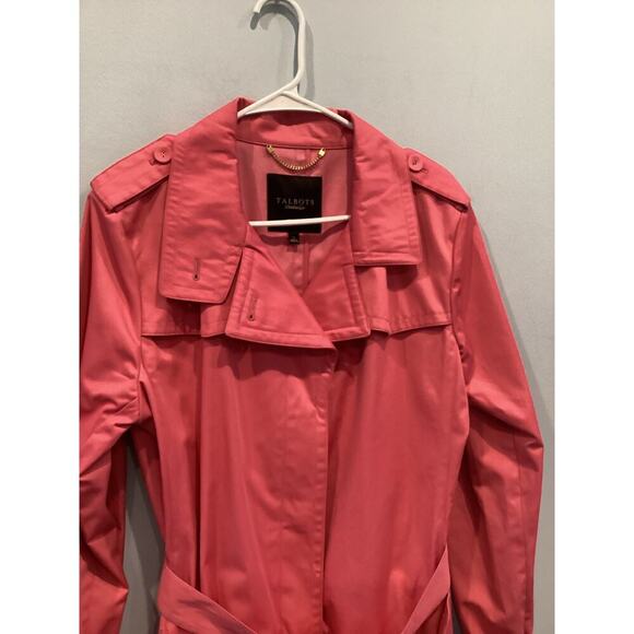 Talbots Womens Trench Coat Plus Size 16 Pink Classic Old Money Preppy Work Belt - Picture 5 of 13